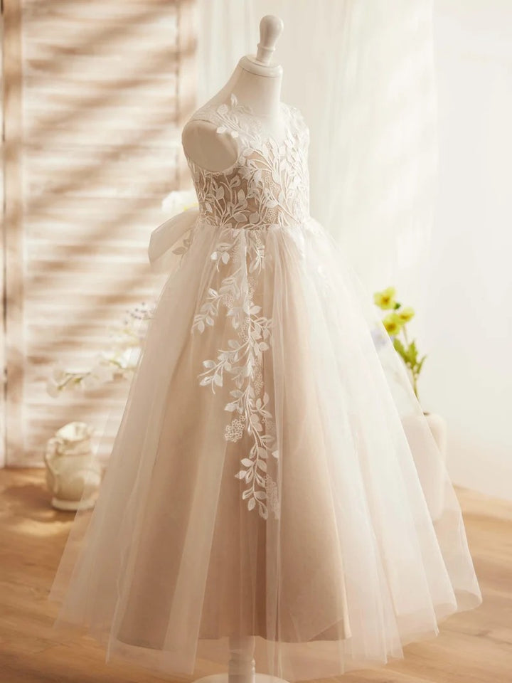 TinyTulle Romantic Ivory &amp; Champagne Princess Flower Girl Dress for Weddings &amp; Special Occasions
