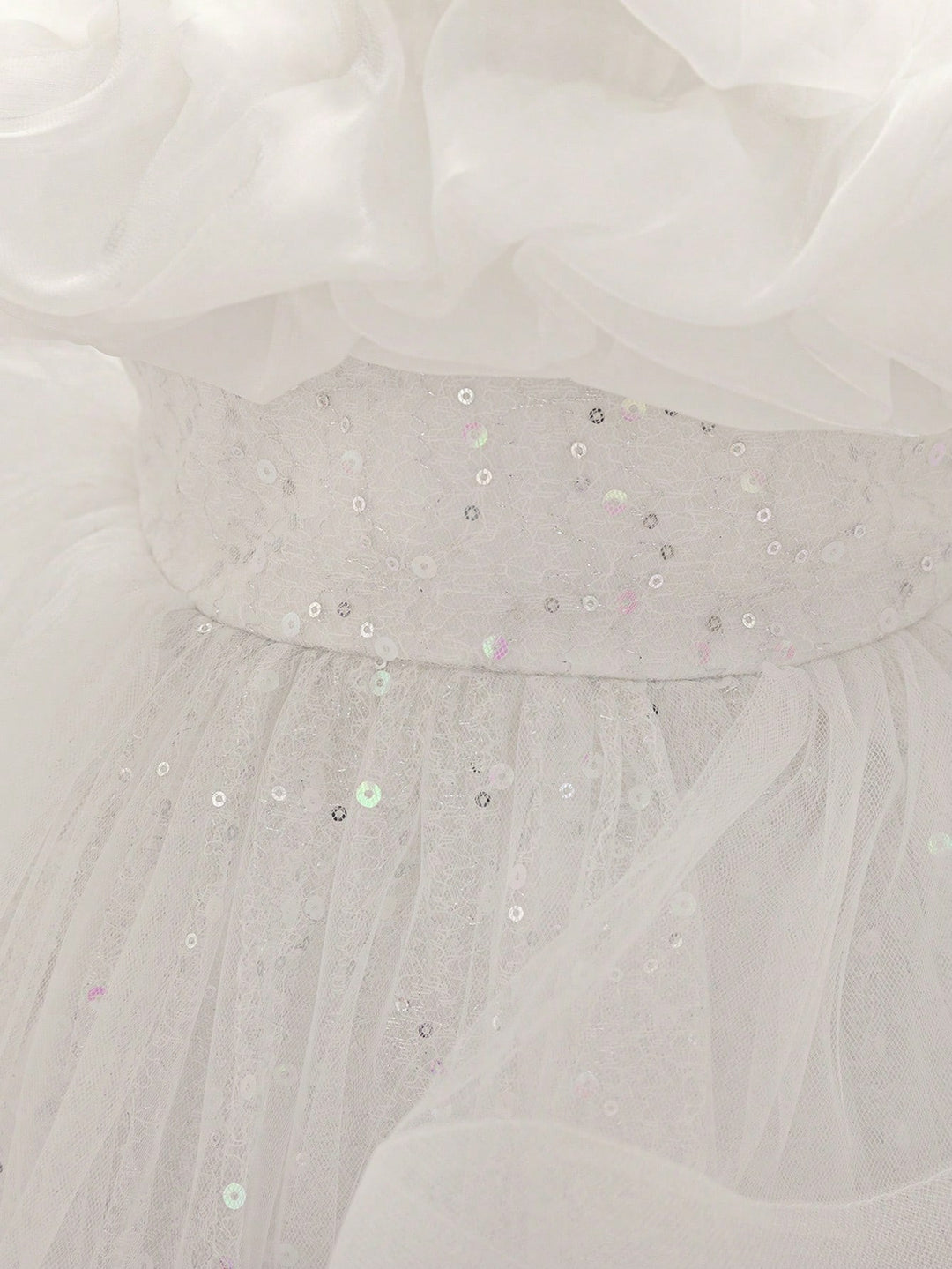TinyTulle Baby Girls Off-Shoulder Sequin Tulle Tutu Princess Flower Girl Dress