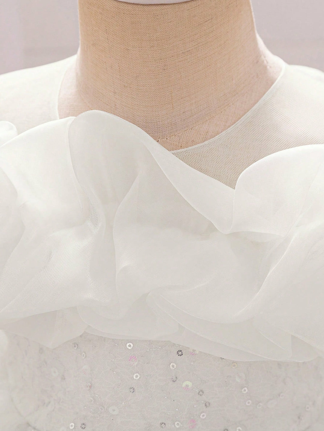 TinyTulle Baby Girls Off-Shoulder Sequin Tulle Tutu Princess Flower Girl Dress