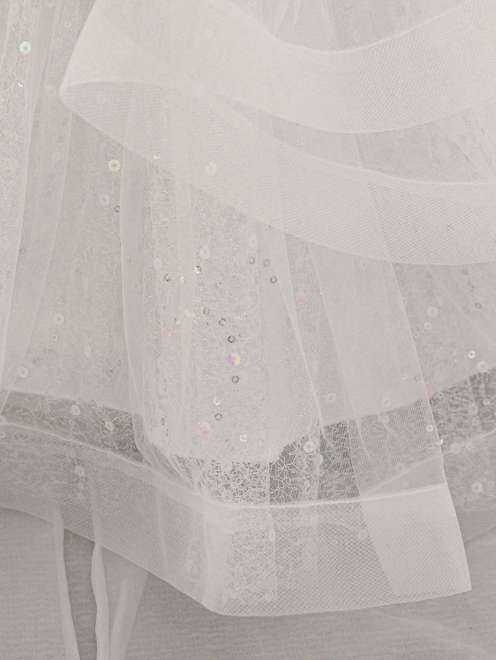TinyTulle Baby Girls Off-Shoulder Sequin Tulle Tutu Princess Flower Girl Dress