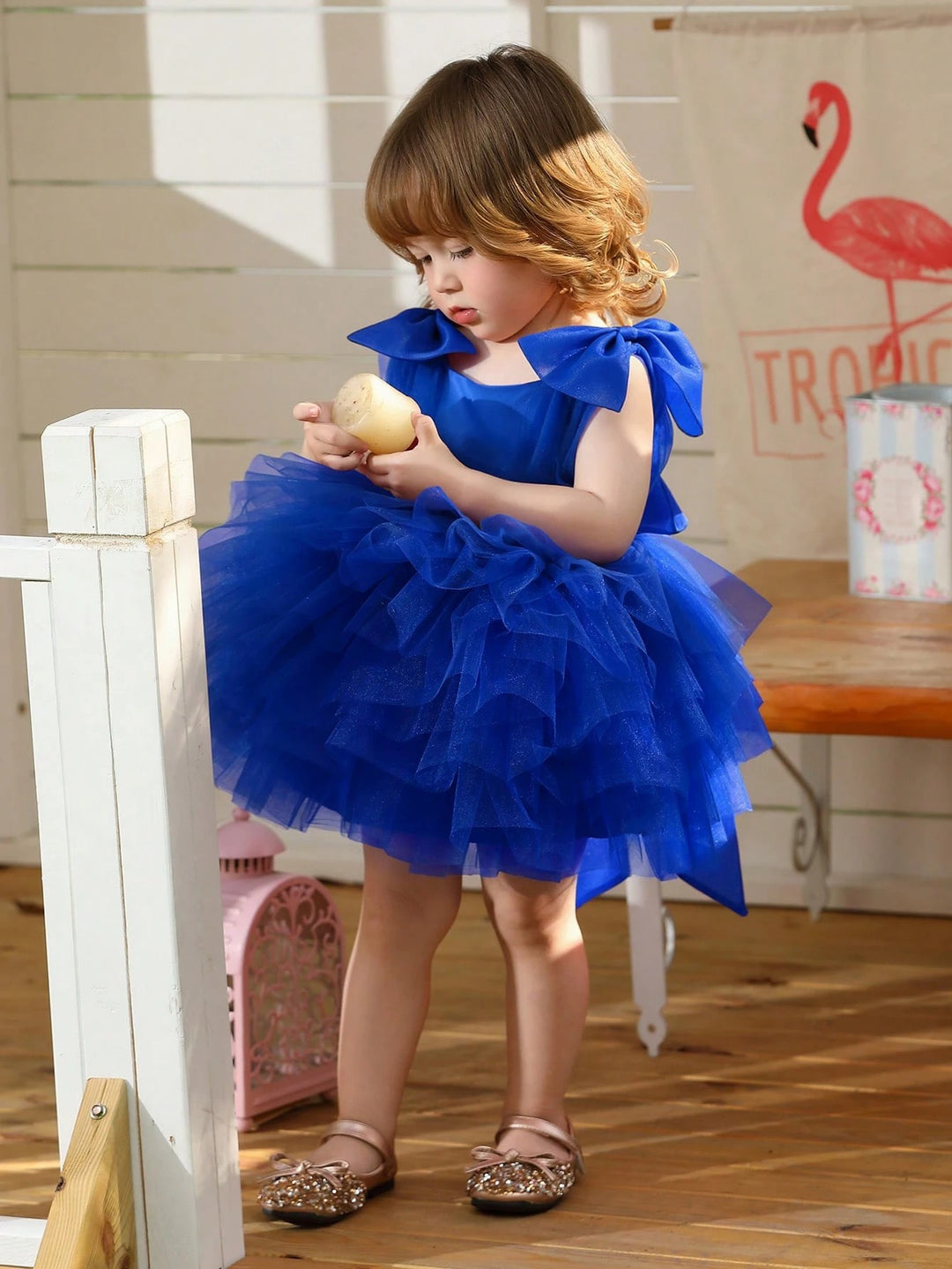 TinyTulle Baby Girls Elegant Black Tulle Dress with Bow for Birthday Party Dress