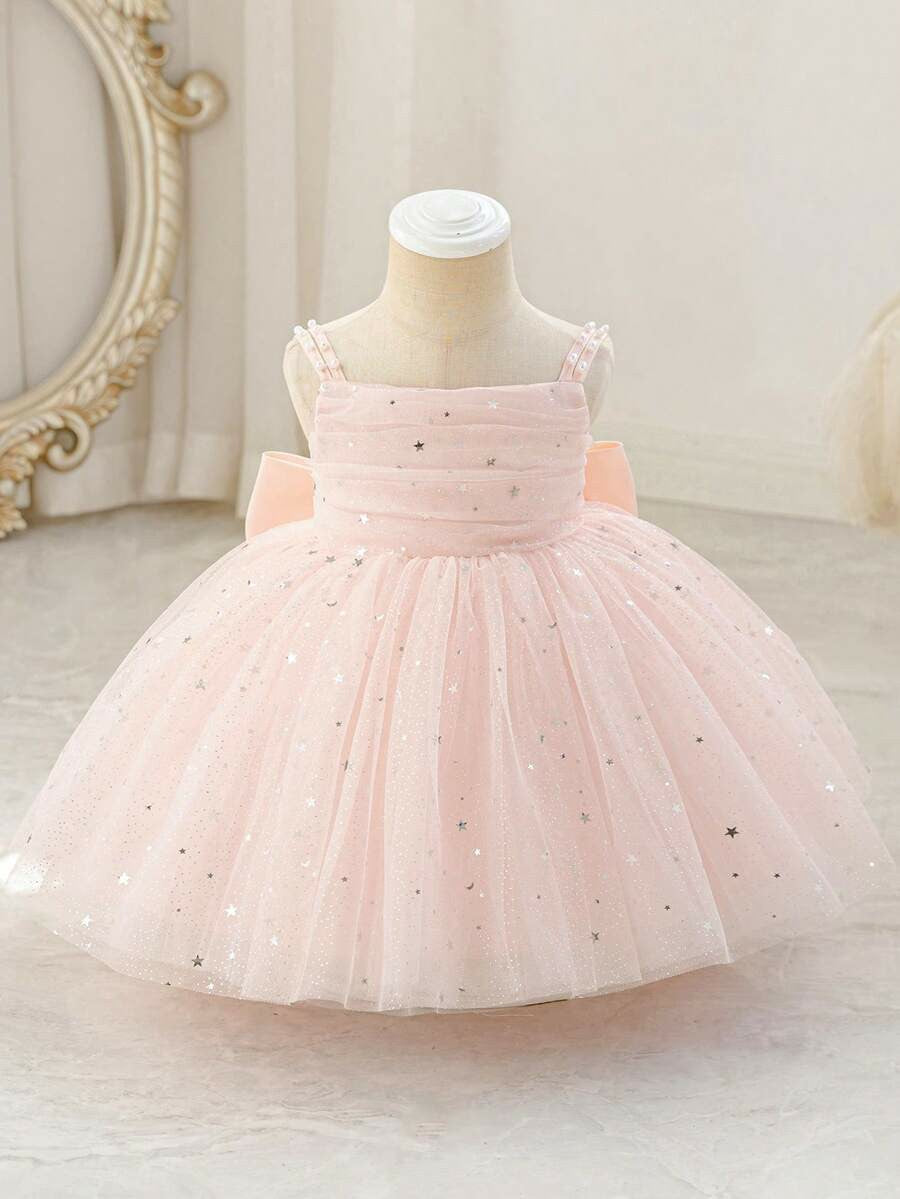TinyTulle Sparkling Pink Tulle Starry Sky Princess Dress for Baby Girls