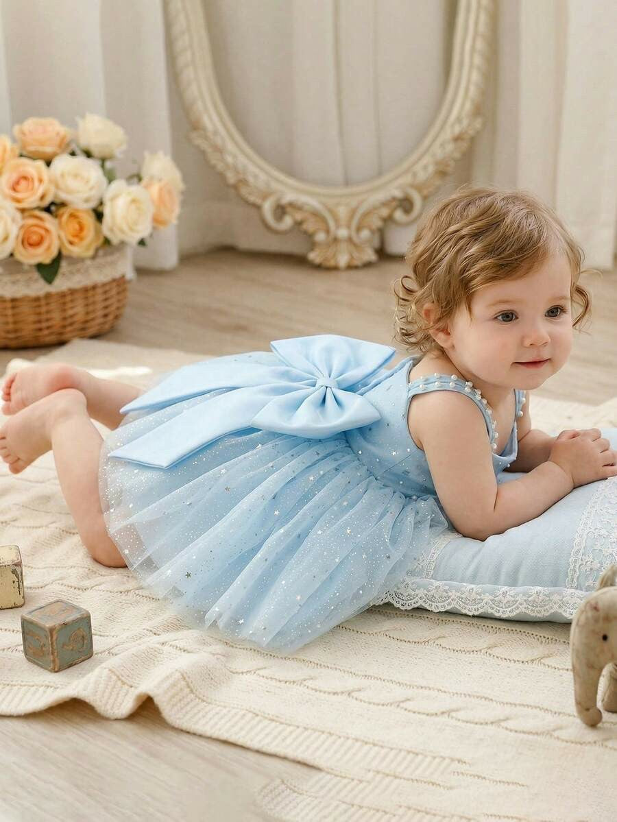 TinyTulle Sparkling Pink Tulle Starry Sky Princess Dress for Baby Girls
