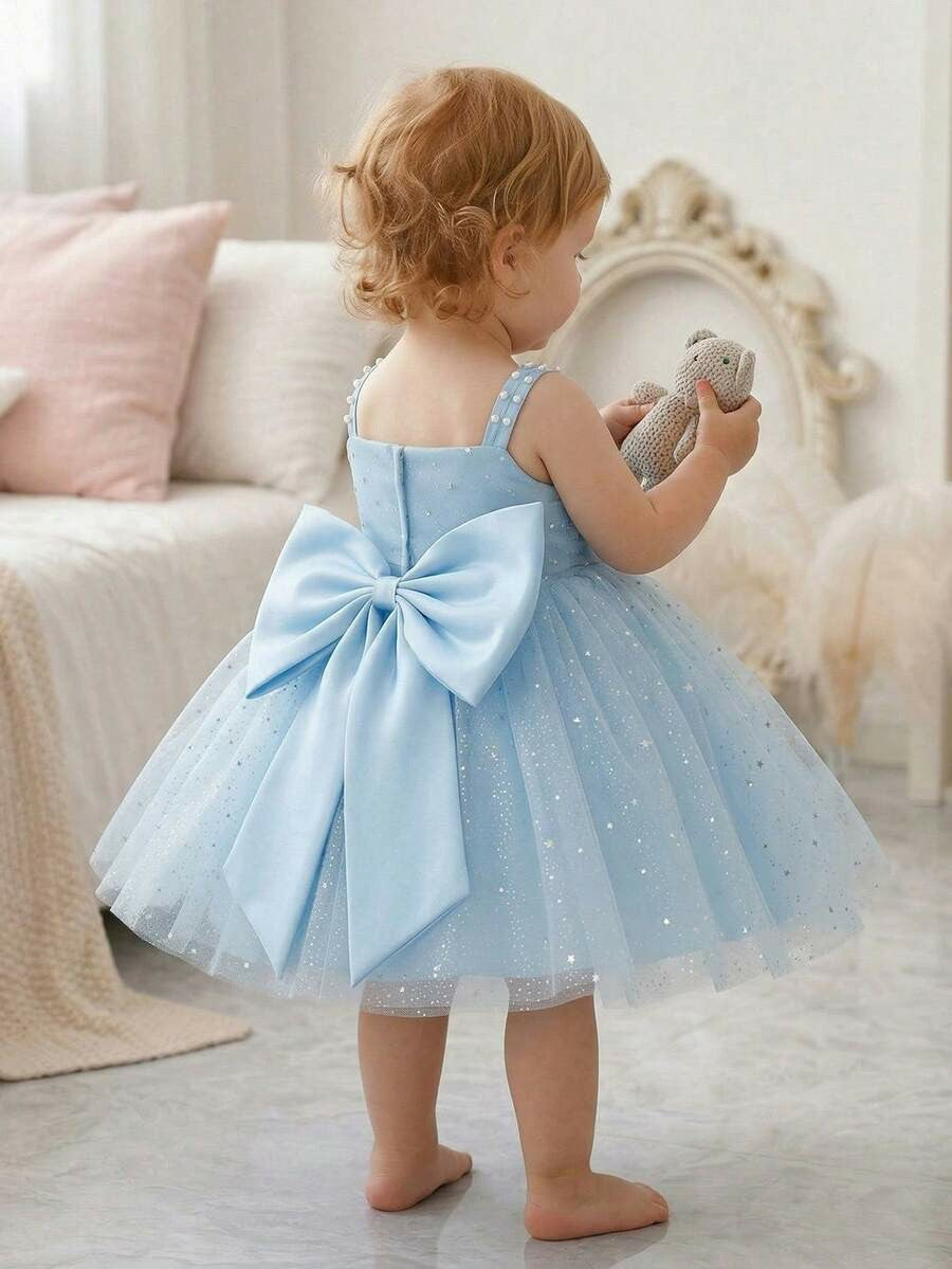 TinyTulle Sparkling Pink Tulle Starry Sky Princess Dress for Baby Girls
