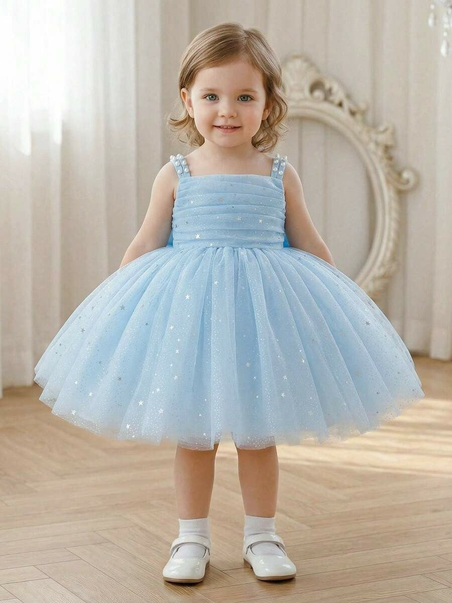 TinyTulle Sparkling Pink Tulle Starry Sky Princess Dress for Baby Girls
