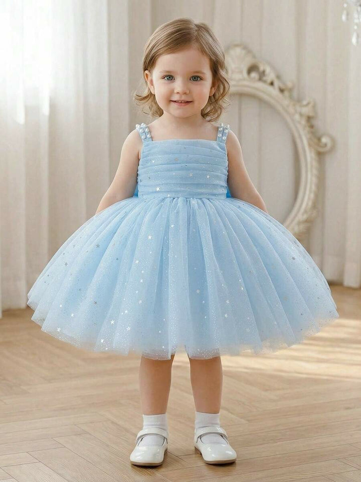 TinyTulle Sparkling Pink Tulle Starry Sky Princess Dress for Baby Girls
