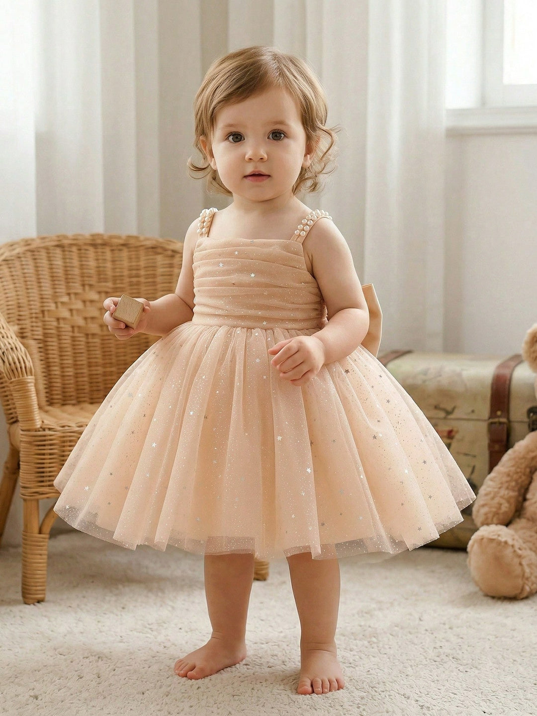 TinyTulle Sparkling Pink Tulle Starry Sky Princess Dress for Baby Girls