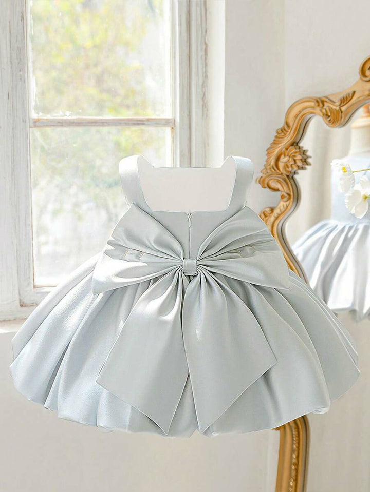 TinyTulle Baby Girls Satin Back Bow Tutu Flower Girl Dress 1st Birthday Party Dress