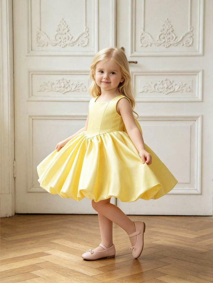 TinyTulle Baby Girls Satin Back Bow Tutu Flower Girl Dress 1st Birthday Party Dress