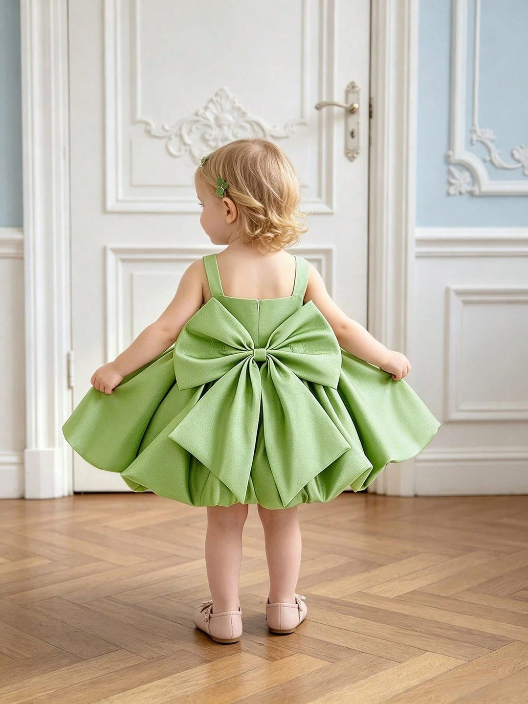 TinyTulle Baby Girls Satin Back Bow Tutu Flower Girl Dress 1st Birthday Party Dress