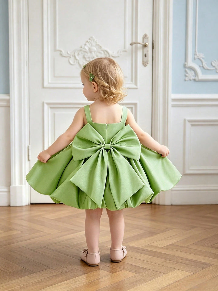 TinyTulle Baby Girls Satin Back Bow Tutu Flower Girl Dress 1st Birthday Party Dress