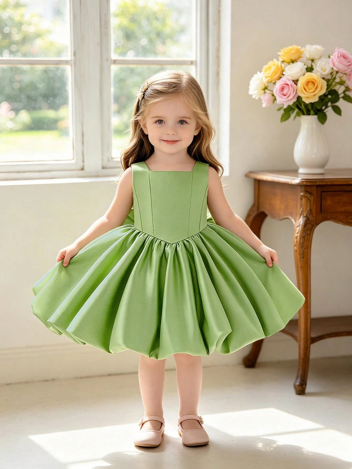 TinyTulle Baby Girls Satin Back Bow Tutu Flower Girl Dress 1st Birthday Party Dress
