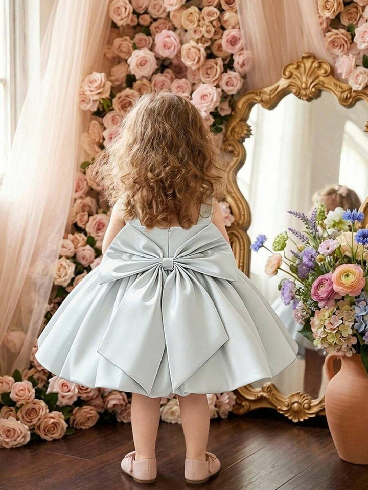 TinyTulle Baby Girls Satin Back Bow Tutu Flower Girl Dress 1st Birthday Party Dress