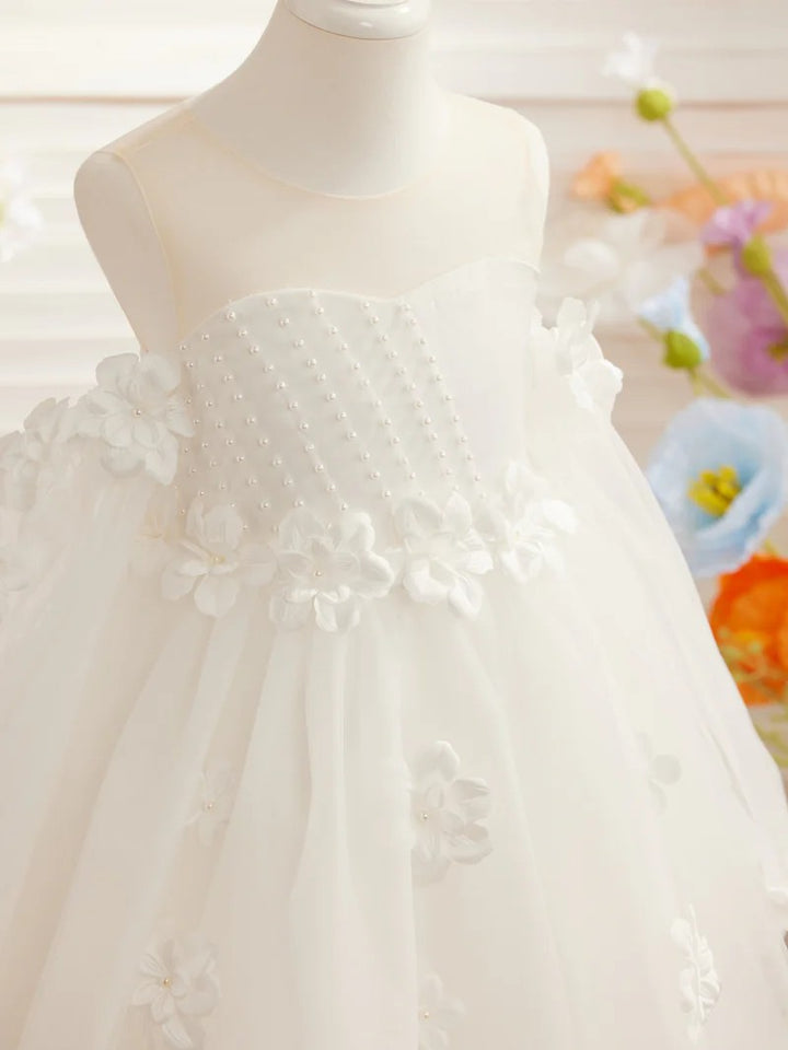 TinyTulle Romantic Off-the-Shoulder Tulle Princess Dress with 3D Floral Details