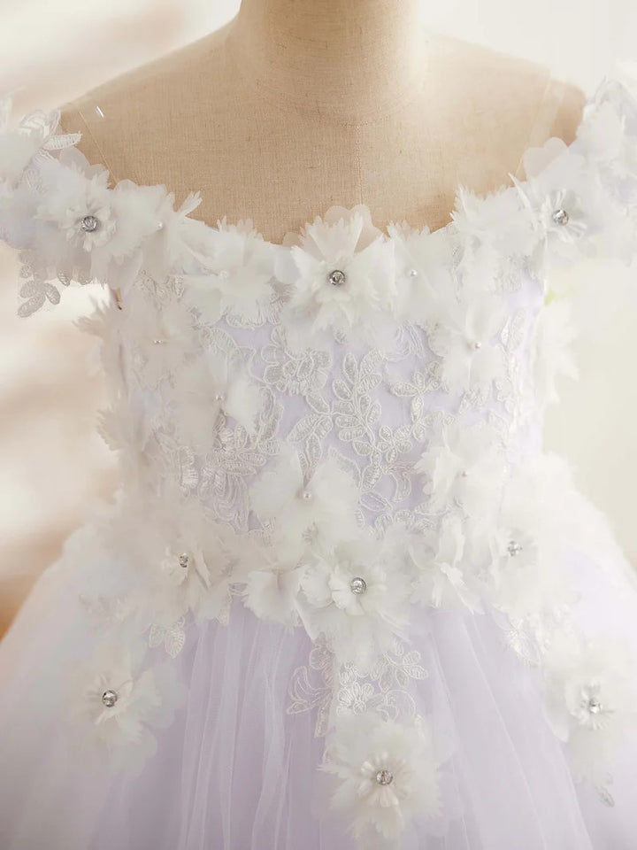TinyTulle Romantic Pink Sweetheart Tulle Princess Dress with Floral Lace Appliqués