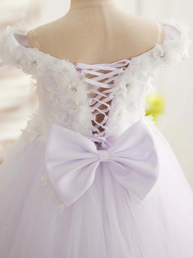 TinyTulle Romantic Pink Sweetheart Tulle Princess Dress with Floral Lace Appliqués