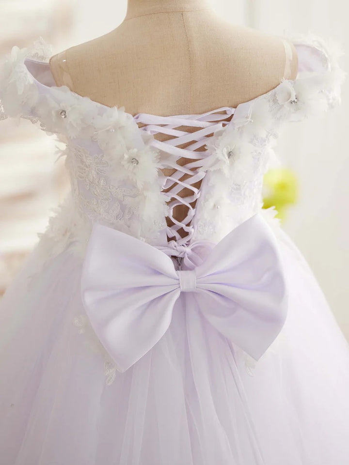 TinyTulle Romantic Pink Sweetheart Tulle Princess Dress with Floral Lace Appliqués