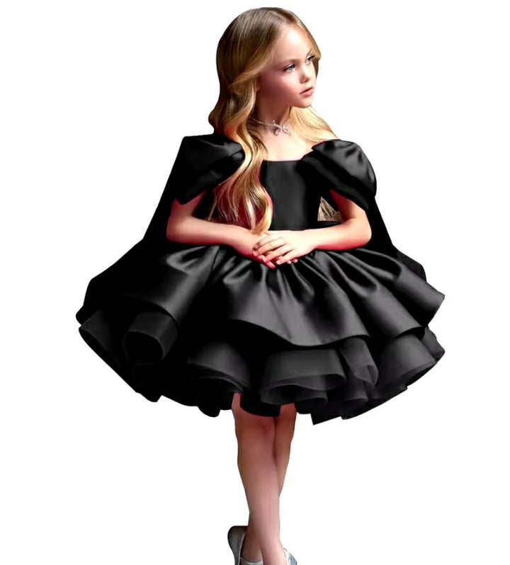 TinyTulle Elegant Princess Flower Girl Dress with Bow Shoulder Details