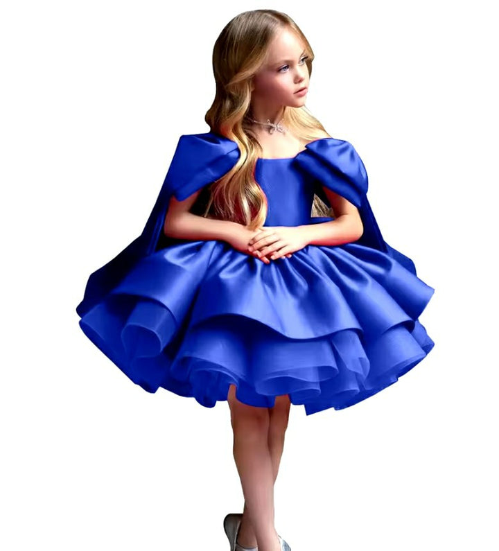 TinyTulle Elegant Princess Flower Girl Dress with Bow Shoulder Details