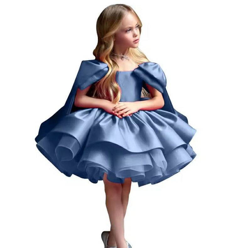 TinyTulle Elegant Princess Flower Girl Dress with Bow Shoulder Details