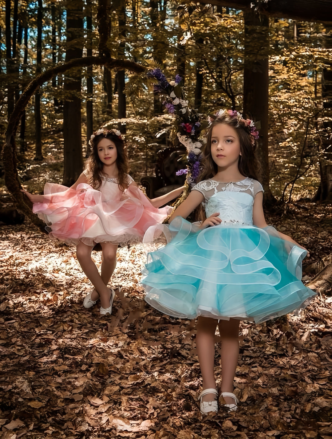 TinyTulle Princess Layered Tulle Flower Girl Dress with Cap Sleeves