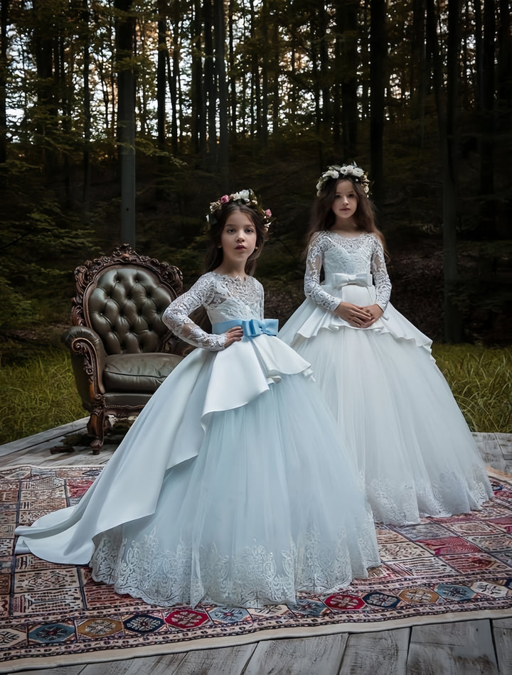 TinyTulle Dreamy Lace &amp; Tulle Flower Girl Dress with Floral Lace Appliqués