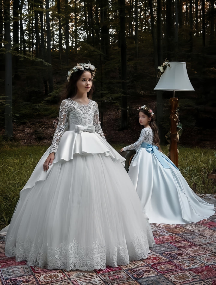 TinyTulle Dreamy Lace &amp; Tulle Flower Girl Dress with Floral Lace Appliqués