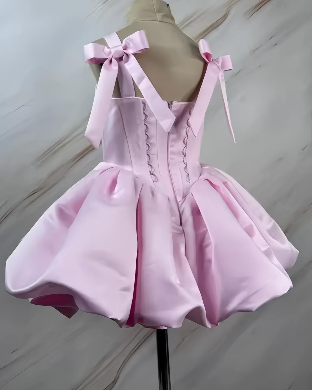 TinyTulle Sweet Pink Satin Bow-Tie Flower Girl Dress for Birthday Party