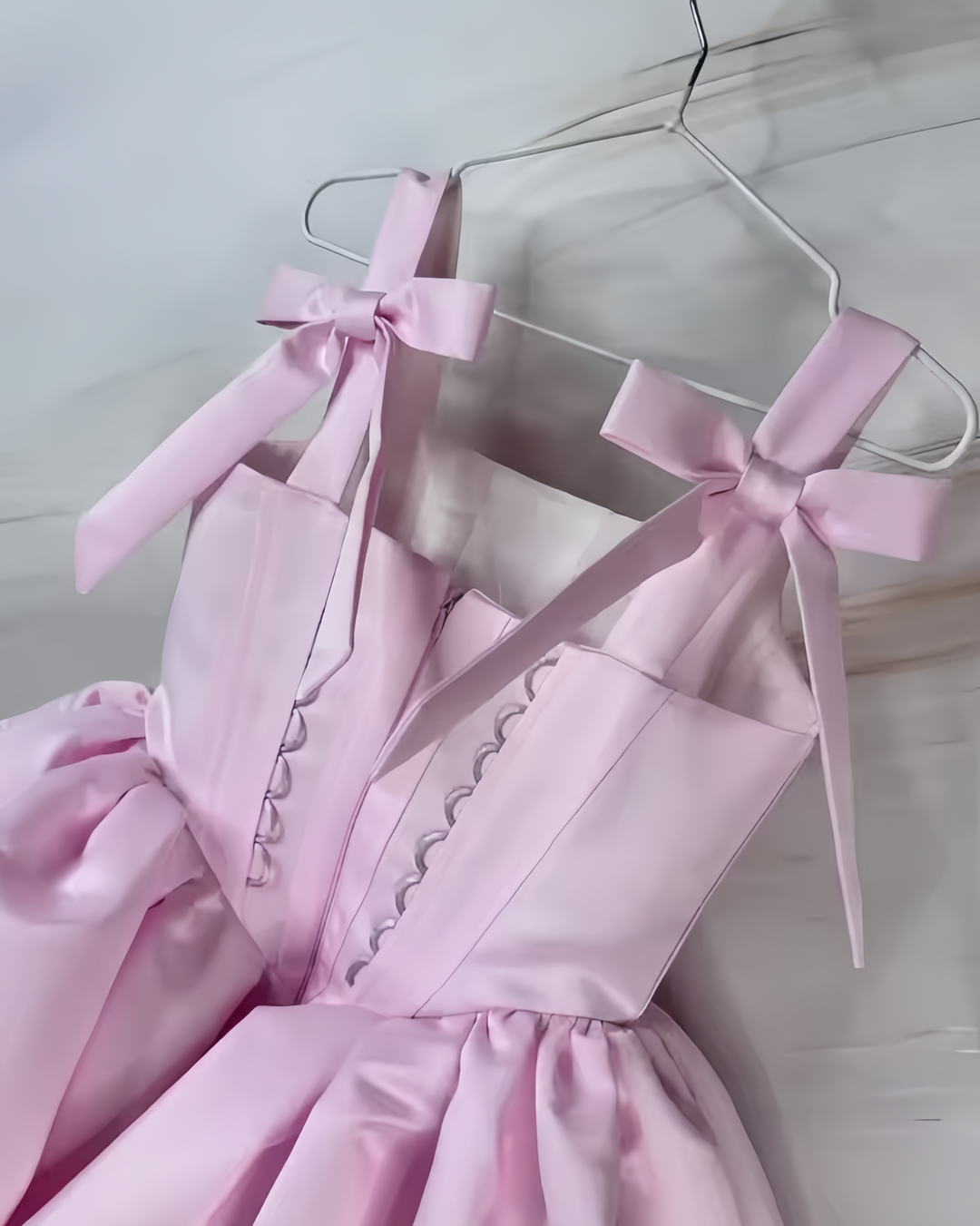 TinyTulle Sweet Pink Satin Bow-Tie Flower Girl Dress for Birthday Party