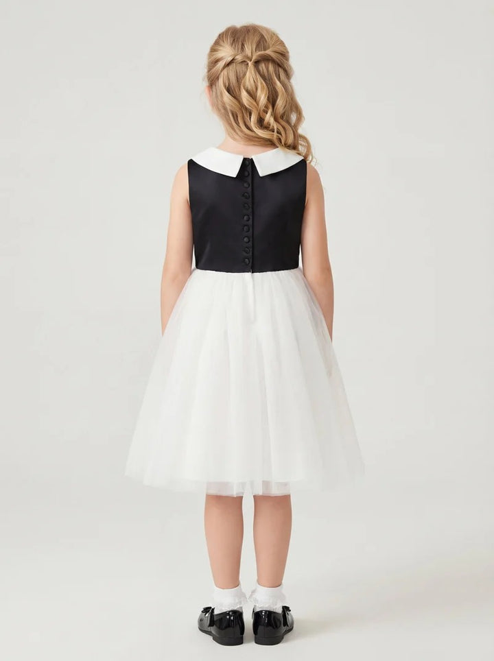 TinyTulle Black &amp; White Princess Tulle Baby Girl Dress with Oversized Waist Bow