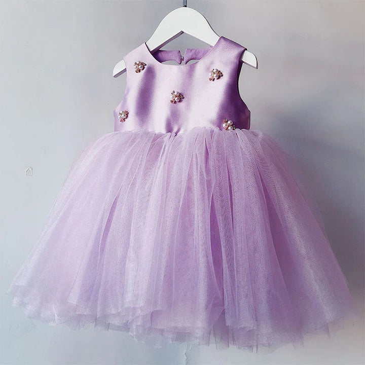 TinyTulle Lavender Dream Tulle Flower Girl Dress with Delicate Pearls Accents
