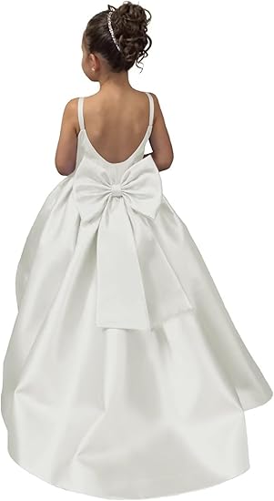 TinyTulle Elegant Satin Sleeveless Wedding Flower Girl Dress with Bow
