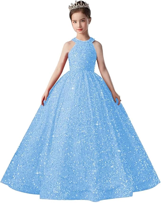 TinyTulle Sparkly Sequin Flower Girl Dress Pageant Party Gown