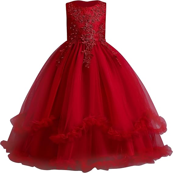 TinyTulle Light Blue Princess Flower Girl Dress with Layered Tulle and Cascading Ruffles