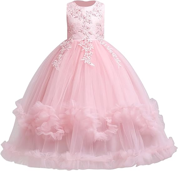 TinyTulle Light Blue Princess Flower Girl Dress with Layered Tulle and Cascading Ruffles