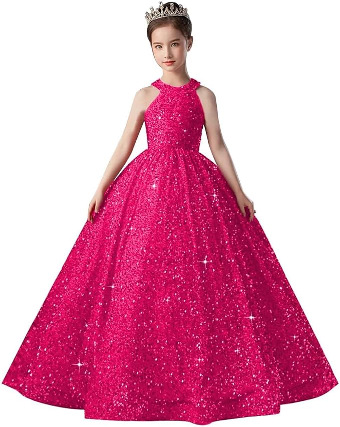 TinyTulle Sparkly Sequin Flower Girl Dress Pageant Party Gown