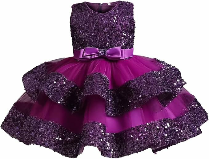 TinyTulle Sleeveless Sequin Tulle Flower Girl Dress with Bow Belt