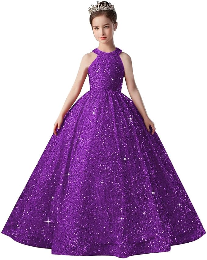TinyTulle Sparkly Sequin Flower Girl Dress Pageant Party Gown