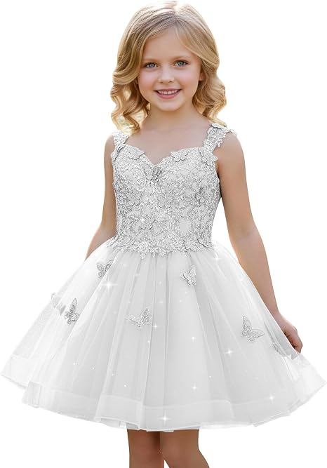 TinyTulle Mint Green Butterfly Flower Girl Dress Lace Tulle Princess Ball Gown