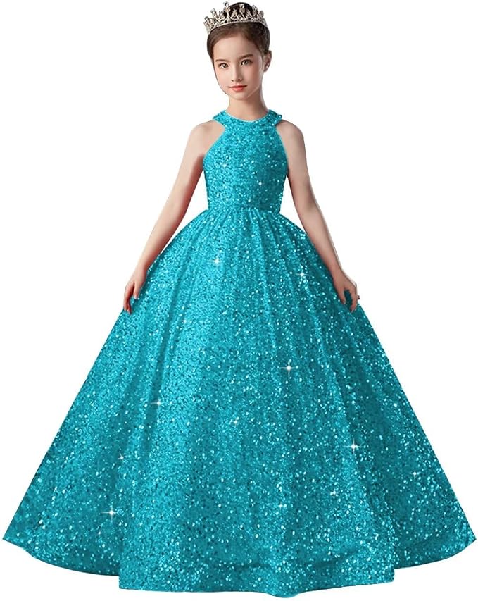 TinyTulle Sparkly Sequin Flower Girl Dress Pageant Party Gown