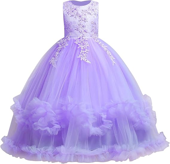 TinyTulle Light Blue Princess Flower Girl Dress with Layered Tulle and Cascading Ruffles
