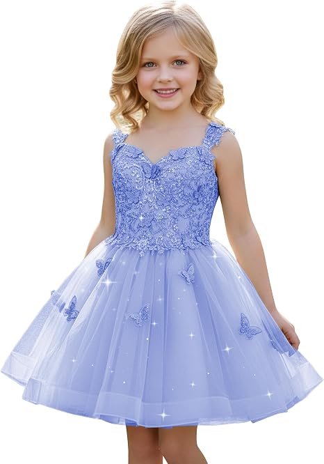 TinyTulle Mint Green Butterfly Flower Girl Dress Lace Tulle Princess Ball Gown