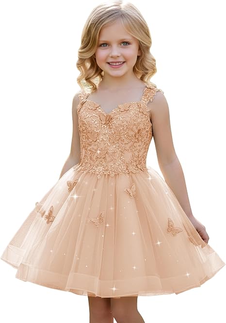 TinyTulle Mint Green Butterfly Flower Girl Dress Lace Tulle Princess Ball Gown