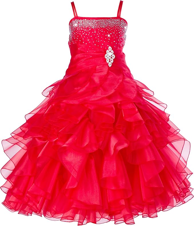 TinyTulle Off Shoulde Sequin Ruffle Tulle Flower Girl Dress for Special Occasions
