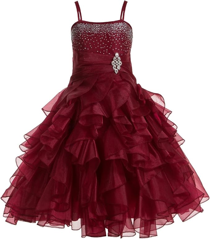 TinyTulle Off Shoulde Sequin Ruffle Tulle Flower Girl Dress for Special Occasions