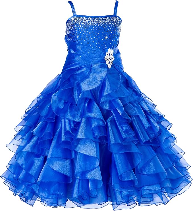 TinyTulle Off Shoulde Sequin Ruffle Tulle Flower Girl Dress for Special Occasions