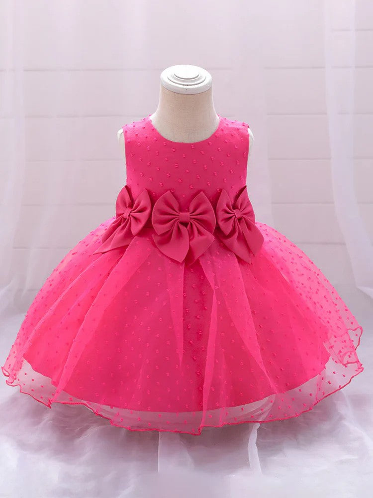 TinyTulle Elegant Ball Gown Sleeveless Scoop Neck Flower Girl Dress with Bow Knot