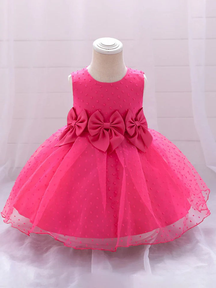 TinyTulle Elegant Ball Gown Sleeveless Scoop Neck Flower Girl Dress with Bow Knot