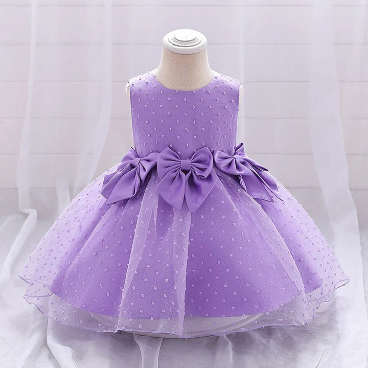 TinyTulle Elegant Ball Gown Sleeveless Scoop Neck Flower Girl Dress with Bow Knot