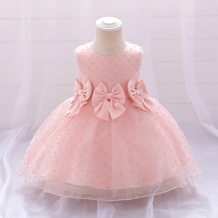 TinyTulle Elegant Ball Gown Sleeveless Scoop Neck Flower Girl Dress with Bow Knot